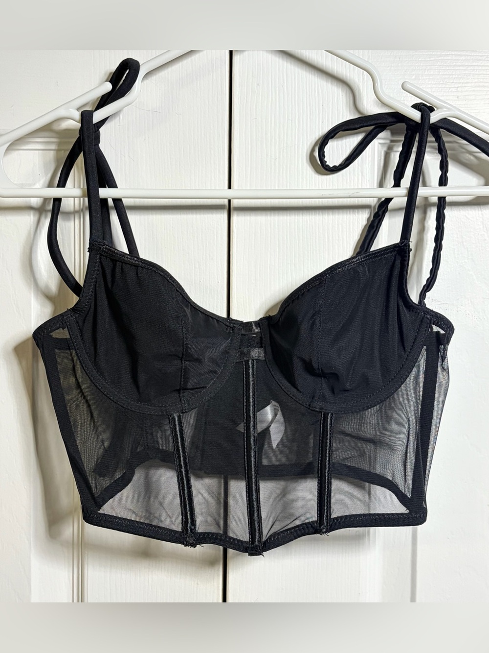 Kat the label Black Mesh Longline Underwire Bralette size small